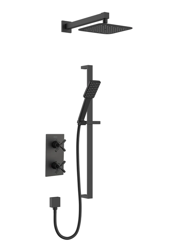 Bristan Cruzar Thermostatic Shower Mixer with Safe Touch Technology and Two Outlets, Black Finish