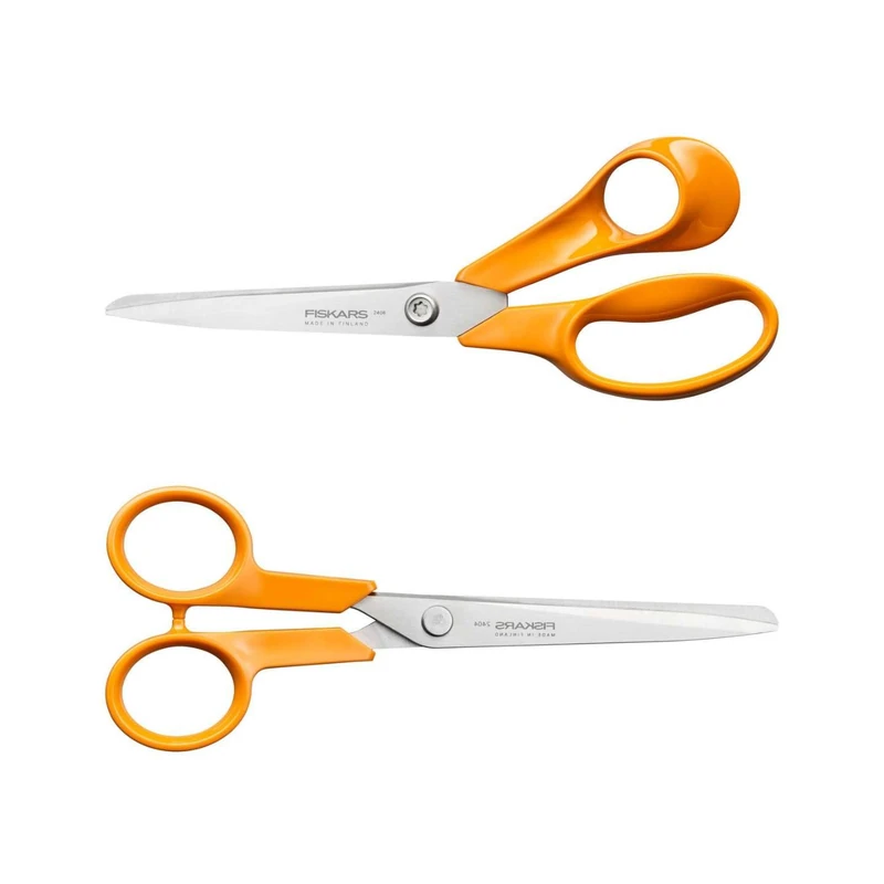 Fiskars Classic 1082450 Universal Scissors 21 cm + Universal Scissors 16 cm, Precision Blades Made of Stainless Steel, Ergonomic Handles, Ideal for Paper, Fabric and Office Work