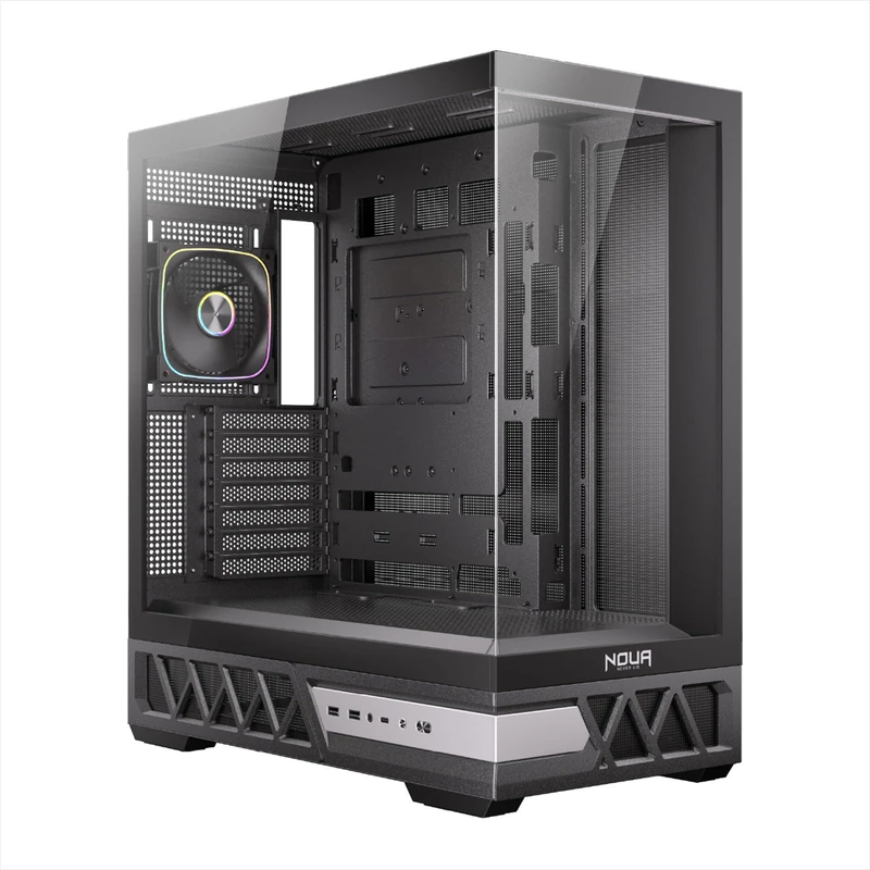 Noua Orizon MK100 | ATX Mid Tower PC Gaming Case | PWM Led ARGB Fan | USB 3.0 and Type-C | Liquid Cooling Support 360 mm | Tempered Glass and Mesh | Black