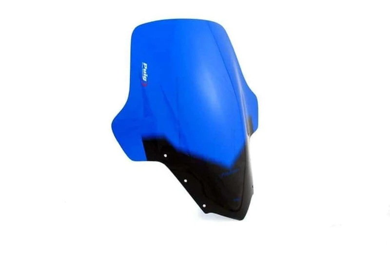 Puig 4101A Touring Windscreen Blue color, high-protection windshield with aerodynamic design in resistant acrylic, easy installation and elegant finish that improves comfort, style and stability
