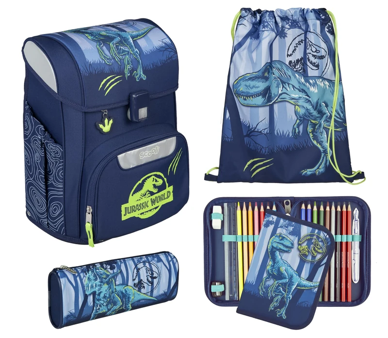 Scooli - EasyStart School Bag Set - Ergonomic Satchel for Primary School - Multi-piece Set, Jurassic World, ca. 36,5x29,5x29 cm