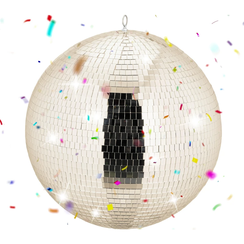 Relaxdays Disco Ball, Ø50cm hanging mirror ball with metal eyelet, decorative party decor, champagne