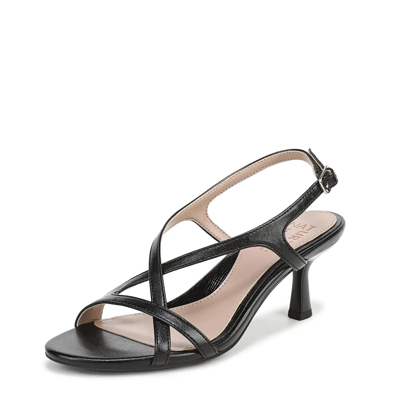 Naturalizer Women's Truly Heeled Sandals, Black Faux Leather, Wide Fit, UK 4