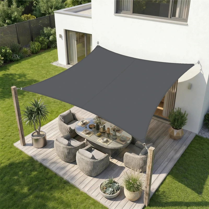 Sekey Awning Waterproof 2 x 3 m Rectangular - Without Centre Seam, High Density PES 160 g/m², with Stainless Steel Rings & Lotus Effect, Tear-Resistant & 95% UV Protection, for Balcony, Patio, Garden
