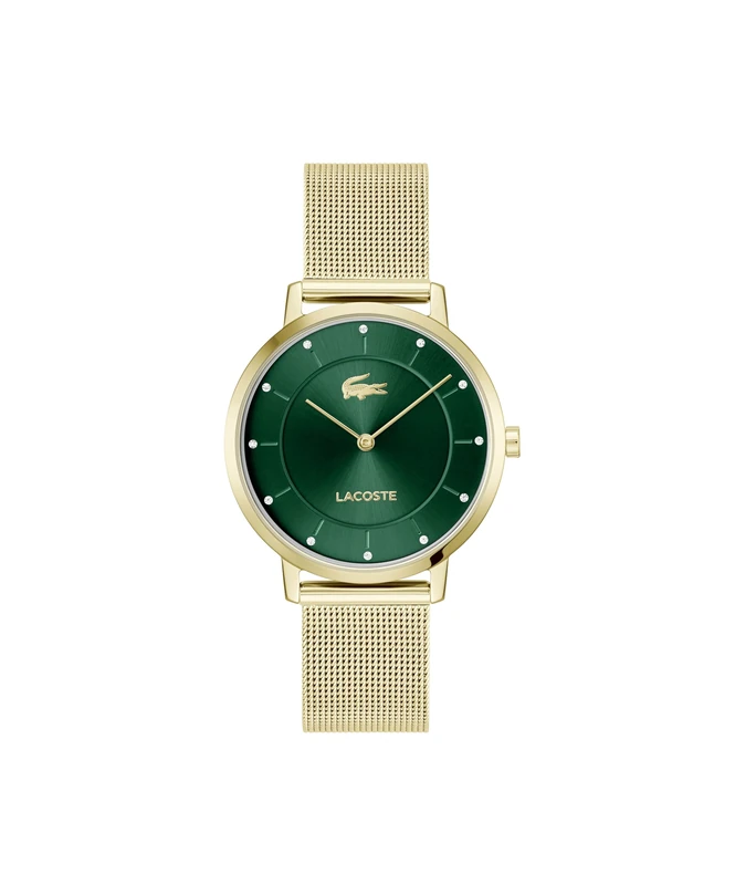 Lacoste Two Hand Quartz Movement Watch for Women CROCORIGIN Collection with Gold Colored Stainless Steel Bracelet - 2001475