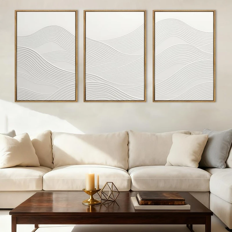 Anyzal White Abstract Wall Art for Living Room 16x24 Inch