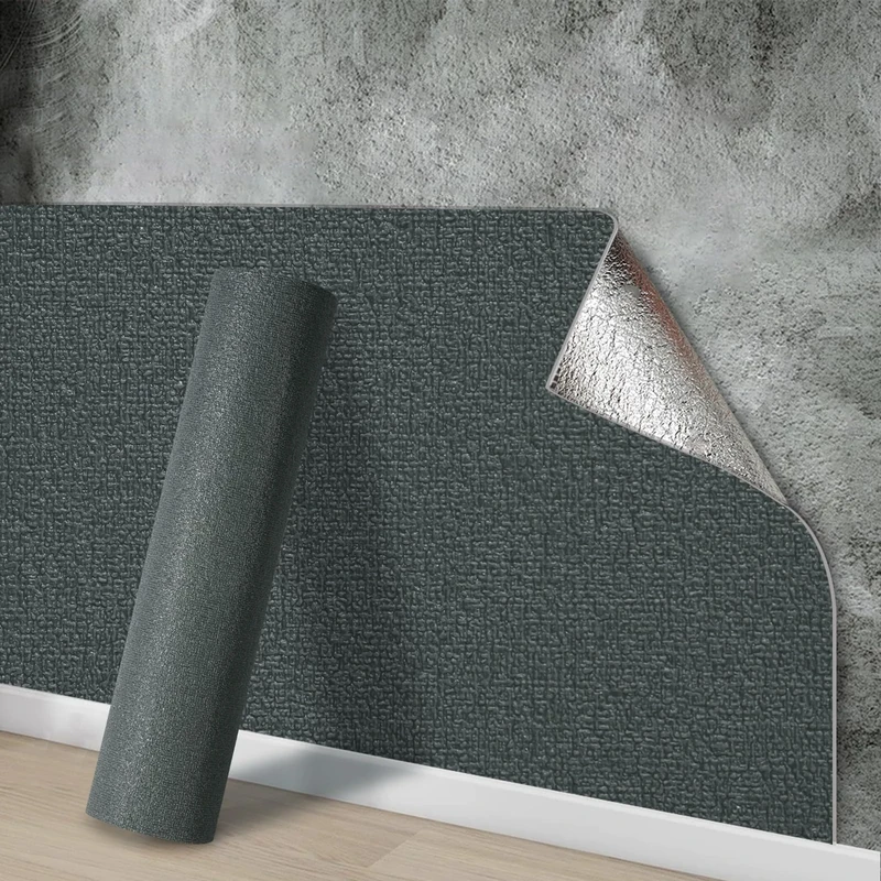 Snewvie Black Wallpaper Self Adhesive Wallpaper 10 Roll=150 sq.ft 3mm Thicken Thermal Insulating Wall Paper for Cold Walls for Removable Paper Decorative Bedroom Living Room Ceilings Kitchen