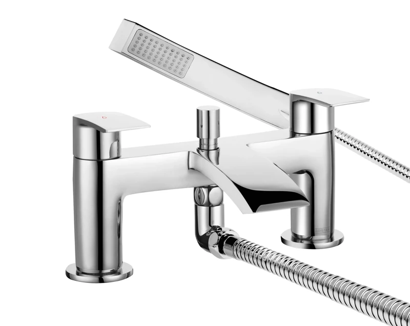 Bristan Gild Bath Shower Mixer with Easy Clean Handset, Deck Mounted, Chrome Finish