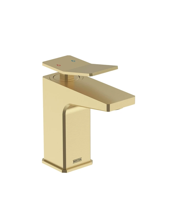 Bristan Tangram 1-Hole Bath Filler with Durable Ceramic Cartridge, Deck Mounted, Brushed Brass Finish