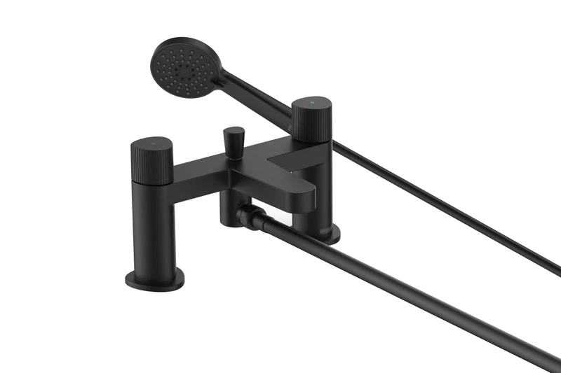 Bristan LISO Bath Shower Mixer with Easy Clean Handset, Deck Mounted, Black Finish