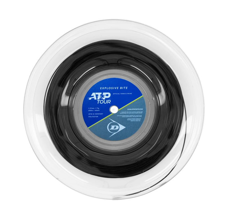 DUNLOP Explosive Bite 17G Black 200m Tennis String Reel – Control & Spin Polyester Reel