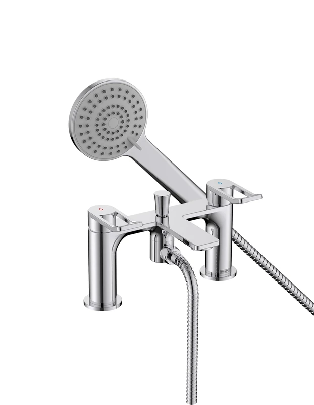 Bristan Saffron Bath Shower Mixer with Easy Clean Handset, Deck Mounted, Chrome Finish