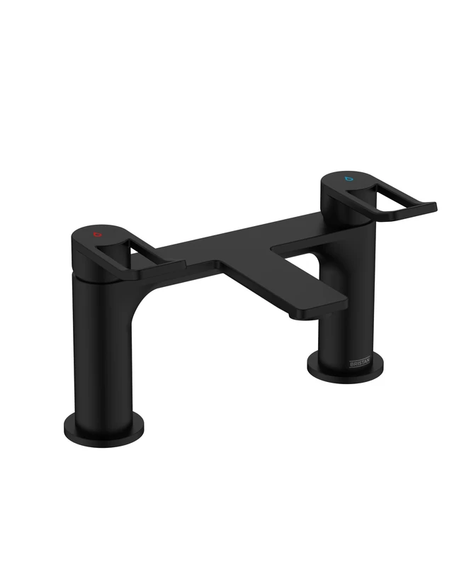 Bristan Saffron Bath Filler Tap with Durable Ceramic Cartridge, Deck Mounted, Black Finish