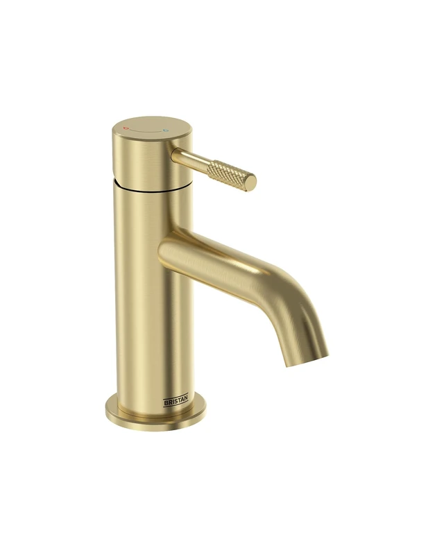 Bristan Molida Eco Start Basin Mixer with Clicker Waste and Eco Start Technology, Deck Mounted Bathroom Tap, Brushed Brass Finish