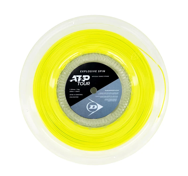 DUNLOP Explosive Spin 16G Yellow 200m Tennis String Reel – Durable Spin Polyester Reel