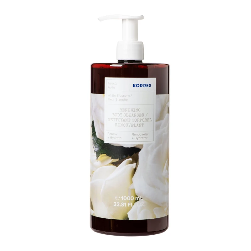 KORRES White Blossom Renewing Body Cleanser with Sage Extract, 1000ml, Natural Origin, Suitable for Sensitive Skin