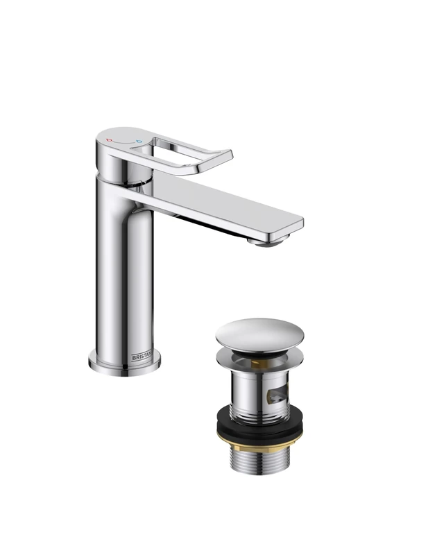 Bristan Saffron Eco Start Basin Mixer with Clicker Waste, Deck Mounted Bathroom Tap, Chrome Finish