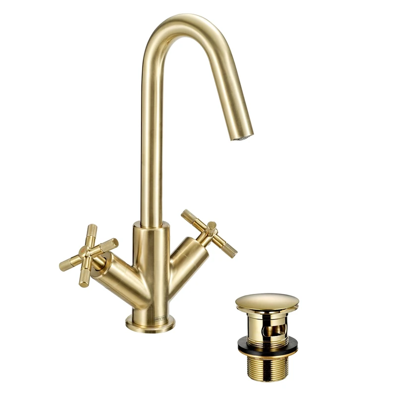Bristan Cruzar Bathroom Taps, Brushed Brass Basin Mixer tap