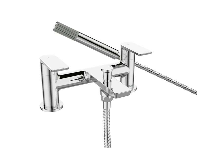Bristan Napoli Bath Shower Mixer with Easy Clean Handset, Deck Mounted, Chrome Finish