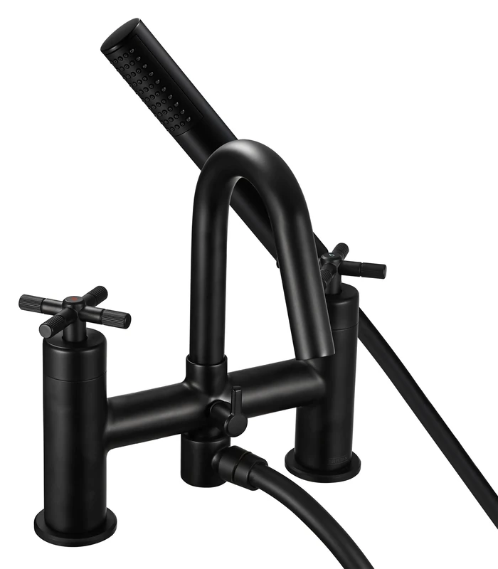 Bristan Cruzar Bath Shower Mixer with Easy Clean Handset, Deck Mounted, Black Finish