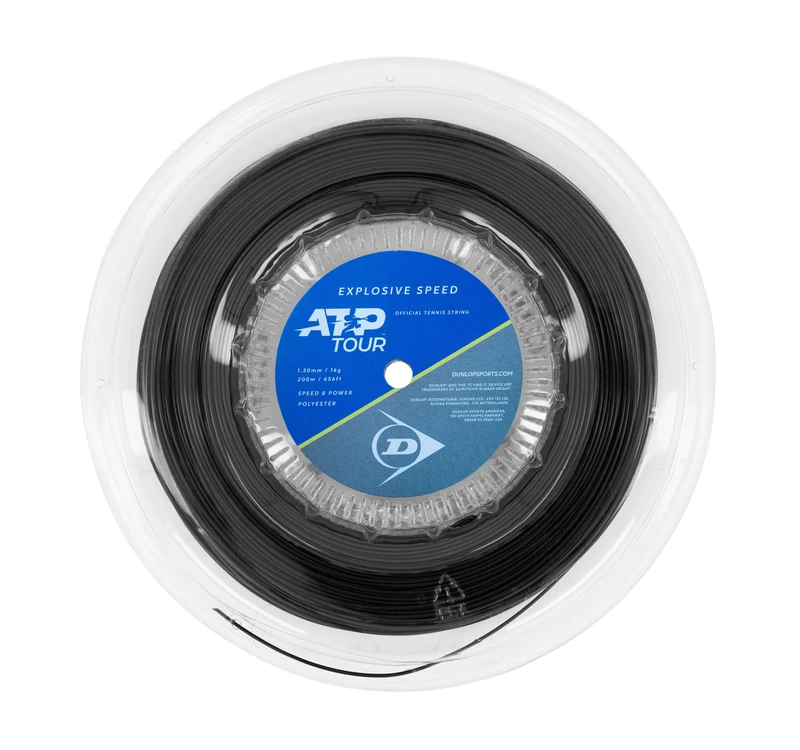 DUNLOP Explosive Speed 16G Black 200m Tennis String Reel – Durable Power Polyester Reel