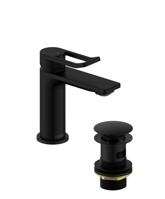 Bristan Saffron Bathroom Taps, Black Small Basin Mixer tap