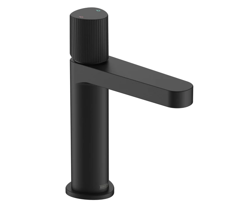 Bristan LISO Basin Mixer with Clicker Waste and Ceramic Cartridge, Deck Mounted Bathroom Tap, Black Finish