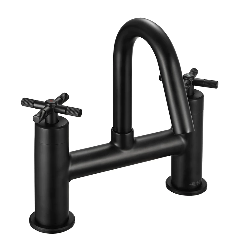 Bristan Cruzar Bath Filler Tap with Durable Ceramic Disc Valves, Deck Mounted, Black Finish