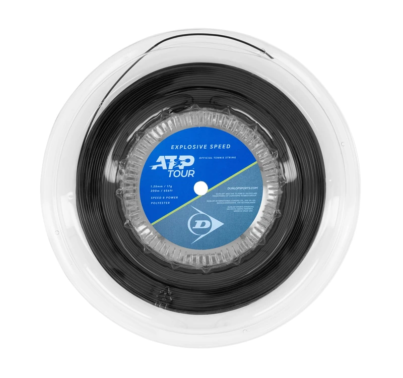 DUNLOP Explosive Speed 17G Black 200m Tennis String Reel – High-Speed Polyester Tennis Reel
