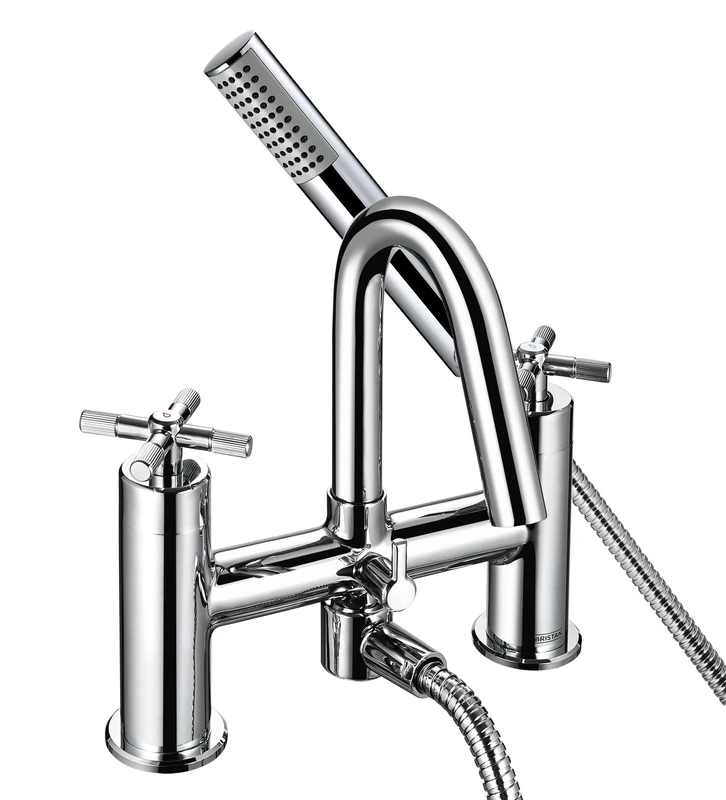 Bristan Cruzar Bath Shower Mixer with Easy Clean Handset, Deck Mounted, Chrome Finish