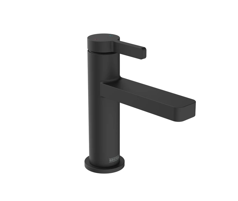 Bristan Elevar Basin Mixer with Clicker Waste and Ceramic Cartridge, Wall Mounted Bathroom Tap, Black Finish