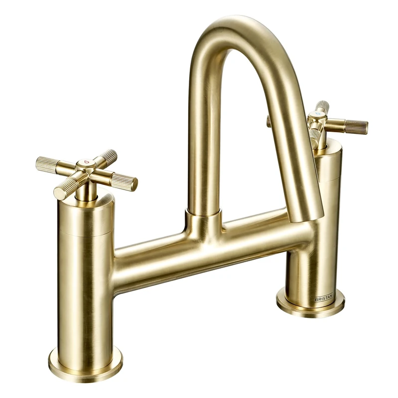 Bristan Cruzar Bath Filler Tap with Durable Ceramic Disc Valves, Deck Mounted, Brushed Brass Finish