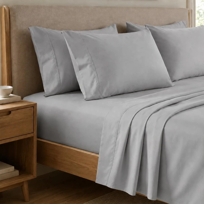 PETTI Artigiani Italiani - Percale Grey Cotton Bedding Set, 3-Piece Bedding Set, 100% Made in Italy