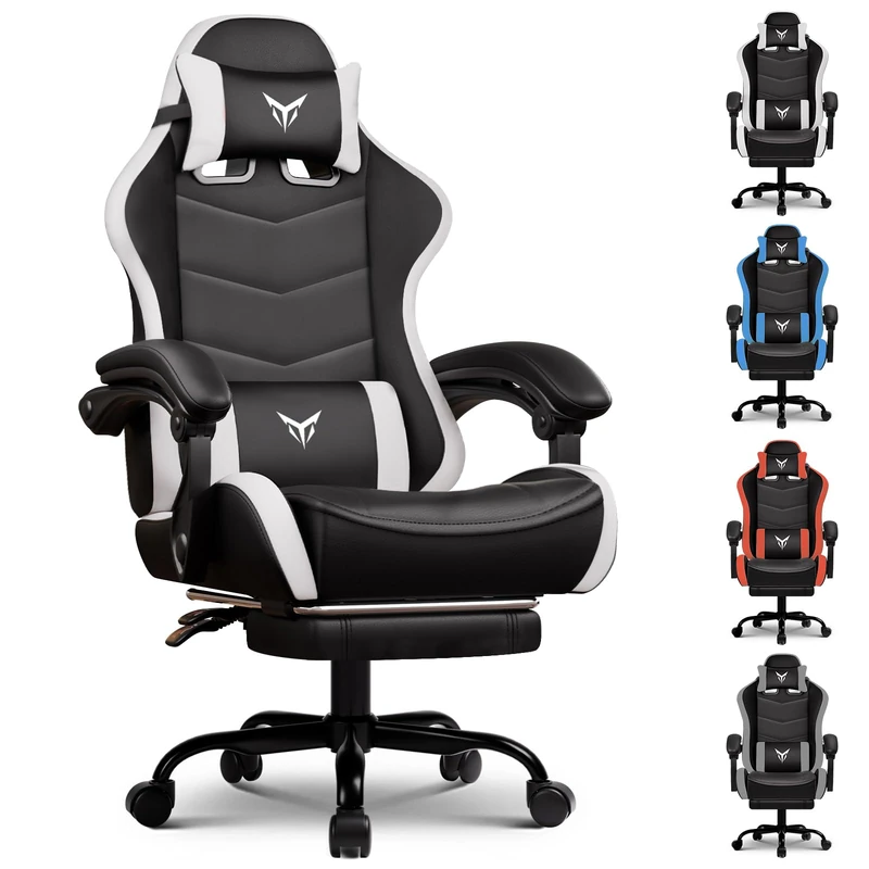 GTPLAYER Gaming Chair for Adults Heavy Duty Computer Chairs with Footrest Linkage Armrest and Lumbar Support, Ergonomic Height Adjustable PC Chair