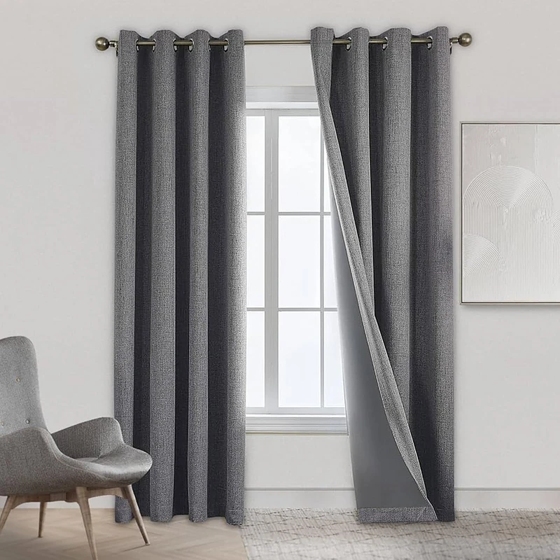 Sekey Blackout Curtain 2 Pieces W 140 x H 245 cm Curtain Living Room Curtains Opaque Eyelets Hanging