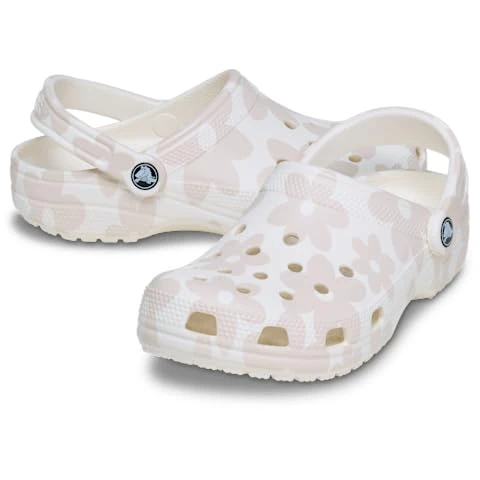 Crocs, Unisex Adult, Classic Pop Petals Clog, Chalk/Multi, 6 UK Men/ 7 UK Women
