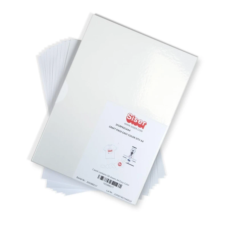 Siser Craft Pack Easy Color DTV - Set of 50 Sheets A4 by Thermovinyl Compatible with Inkjet Inkjet Printers, Printable Iron-On Vinyl
