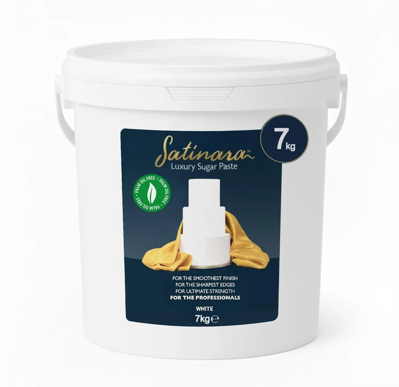 Satinara Luxury White Sugar Paste for Cakes and Bakes, Palm Oil Free, Fondant Icing For Cake Covering, Extra Large Bulk Pack – White, 7kg