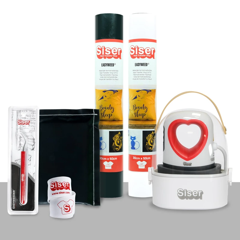 Siser Baby Press Essential Package – Includes Mini Hot Press, 5 Rolls EasyWeed, Accessories for Application and Transfer