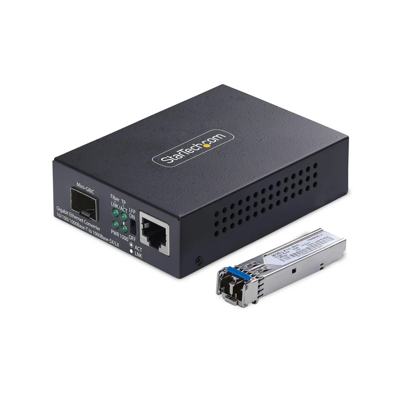 StarTech.com Gigabit Singlemode (SM) LC Fiber Media Converter, 10/100/1000 Mbps, 40km, RJ45 to LC, Full Metal, TAA Compliant