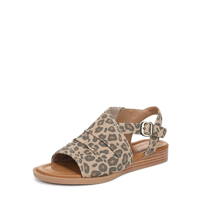 Blowfish Malibu Women's Aspire Flat Sandals, Beige Leopard Print, Medium Fit, UK 5