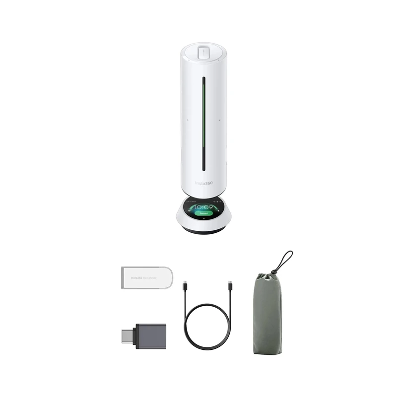 Insta360 Wave AI Conference Speakerphone with 8-Mic Array, Noise Cancellation, Voice Recording, AI Transcription & for Zoom, Teams & Google Meet - Artic White