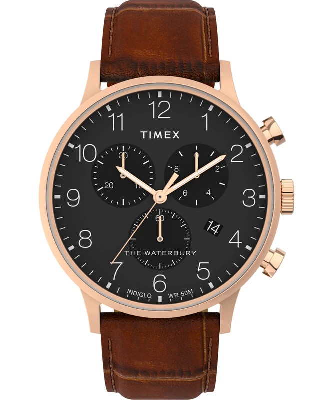 Timex Men's Waterbury Chronograph 40mm Leather Strap Watch TW2Y54300