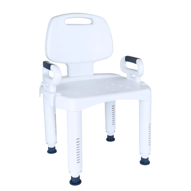 Homecraft Shower Chair – Height Adjustable Shower Seat w/Built-In Handles & Backrest, Tool-Free Assembly, Lightweight Plastic Design for Elderly, Disabled & Limited Mobility Users, Supports 400 lbs