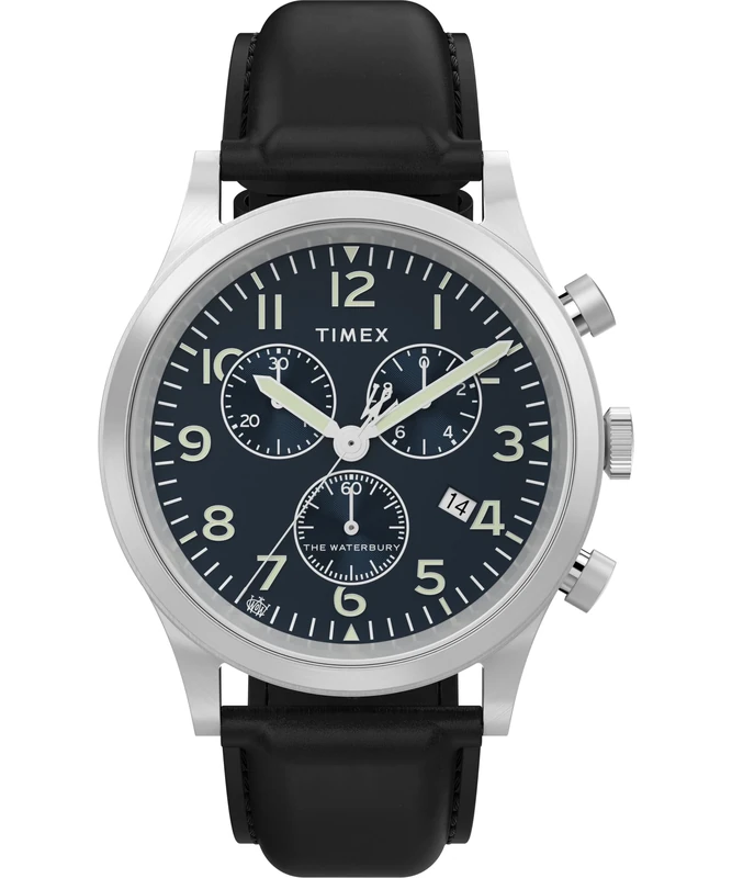 Timex Men's Waterbury Chronograph 42mm Leather Strap Watch TW2Y54100