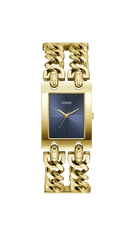 Guess Ladies MOD Heavy Metal Watch Gold Stainless Steel Bracelet Mineral Glass Dark Blue Dial 3 Bar Case Diameter 29mm GW0740L3