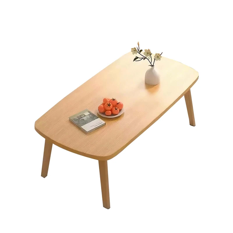 GarveeHome Low Folding Table, 80 x 50 x 44 cm, 7.45 kg, Coffee Table, No Assembly Required, Small Desk, Folding Dining Table for Living Room, Bedroom, Wood Colour