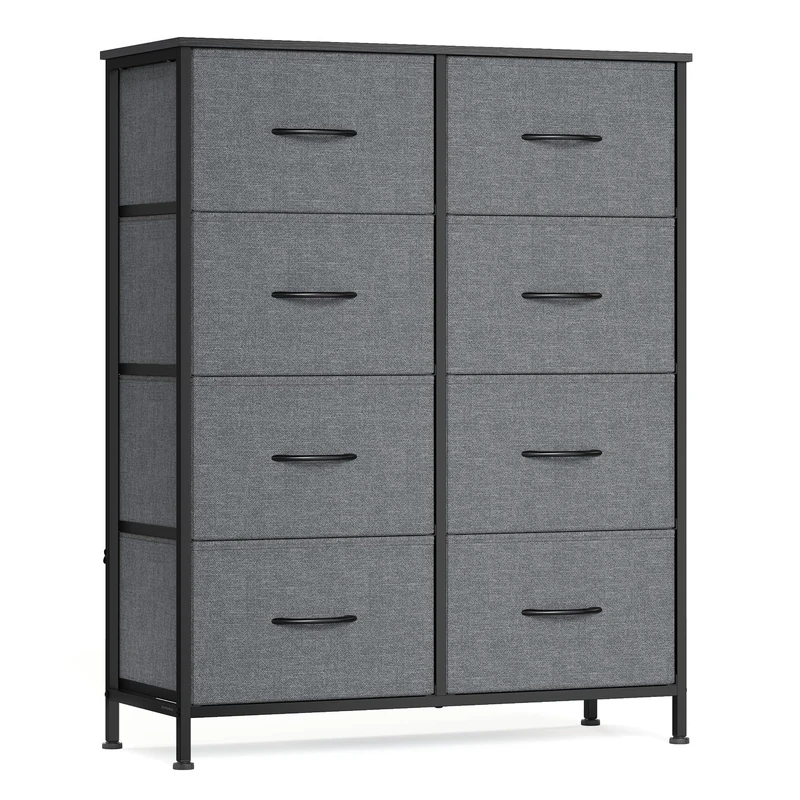 SONGMICS BELLAH Collection - Chest of Drawers, Storage Unit, for Bedroom, Closet, Hallway, Living Room, Steel, 8 Drawers, Modern, Slate Grey LGS124G101