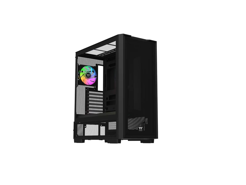 Thermaltake S380 TG ARGB Mid Tower Chassis Hidden Connector Compatible Tempered Glass Panel 360 mm Single Frame Fan System & 1 120 mm Fan Pre-Installed GPU Holder Black