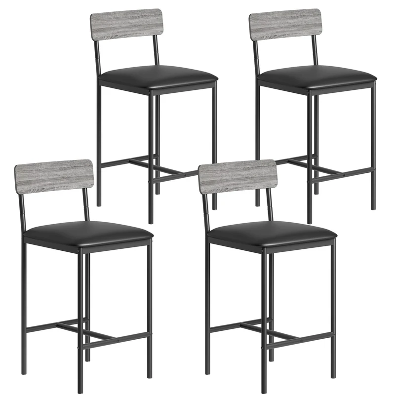 Garvee Dining Table Set with 2 Chairs in Wood and Metal, Bar Table with 3 Shelves Storage for Kitchen Dining Room 92 x 50 x 92 cm - Image 1